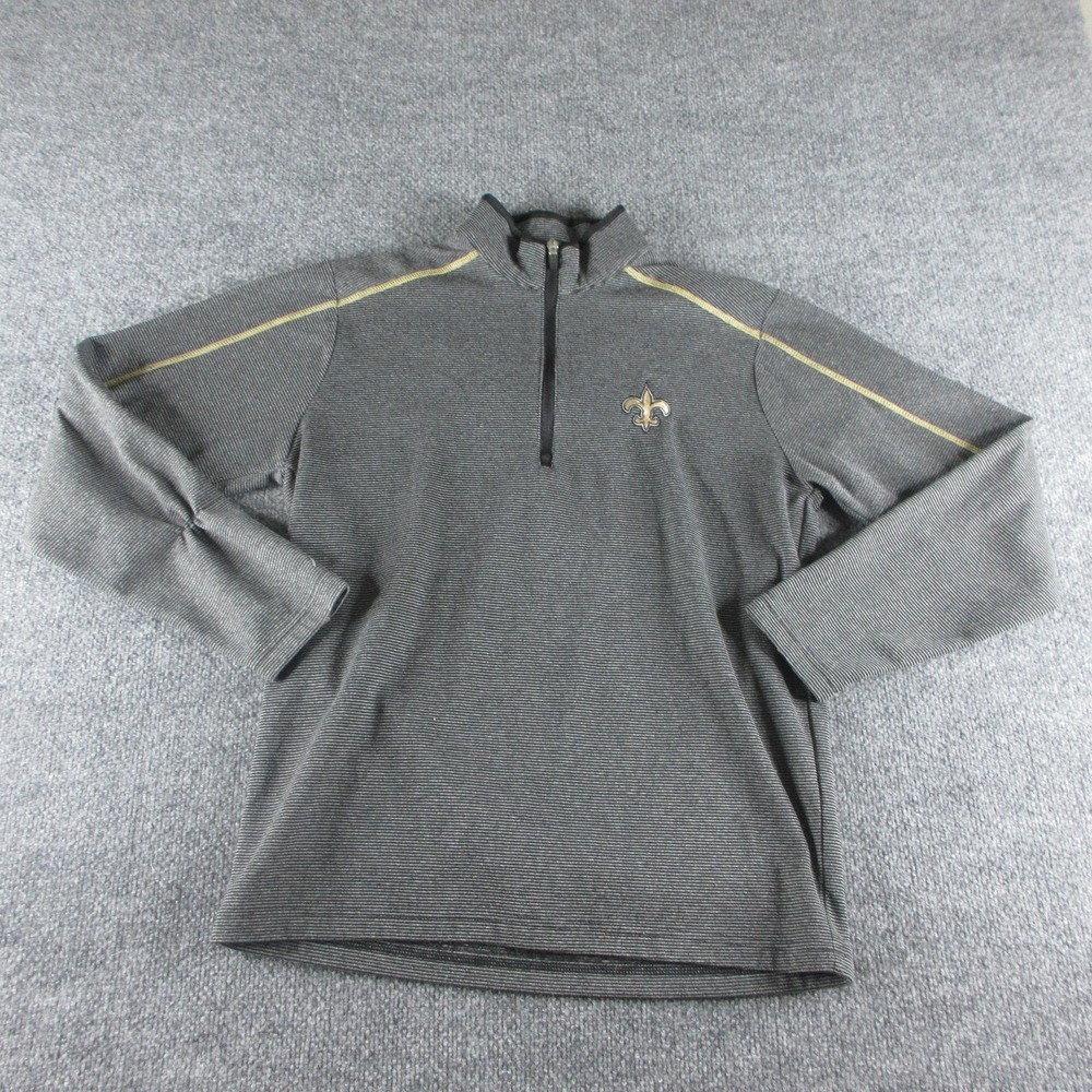 New Orleans Saints Sweatshirt Mens Small Gray NFL Football Antigua Quarter Zip